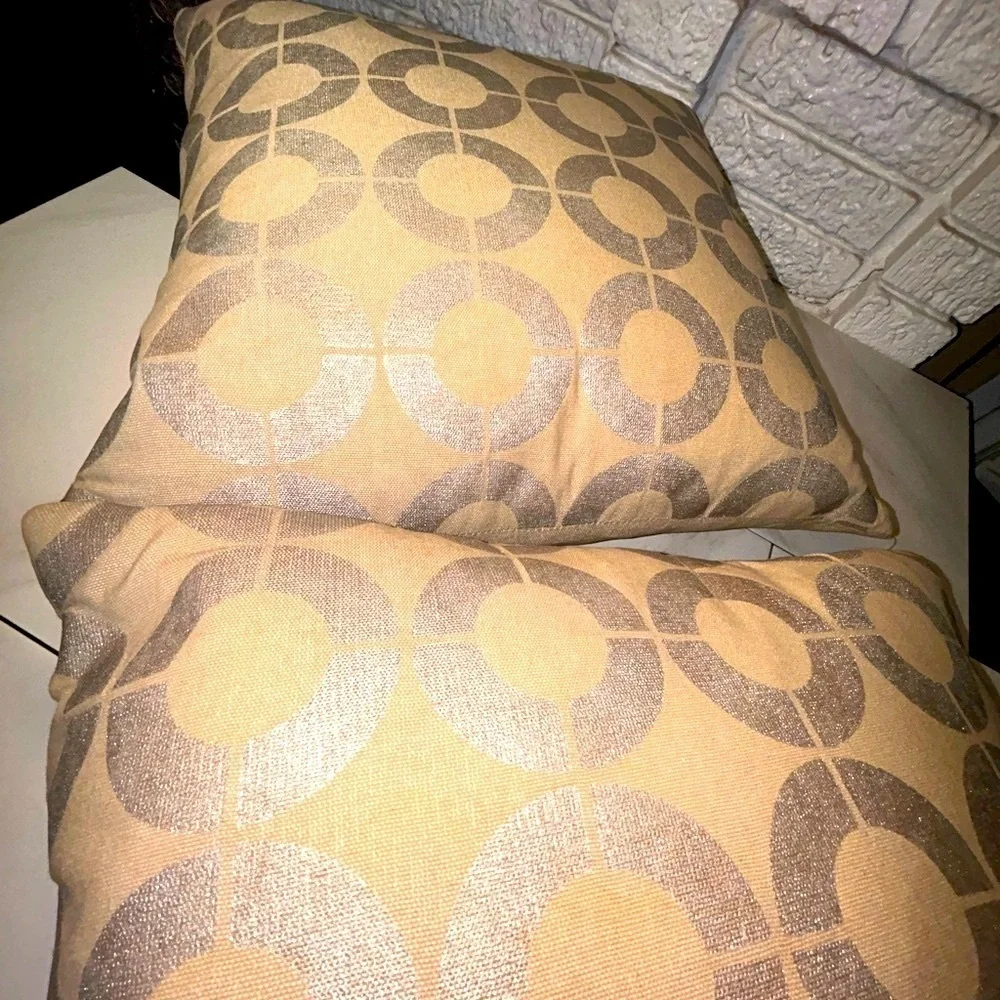 Safavieh Silver Cream Tan Geometric Circles Accent Throw Pillows